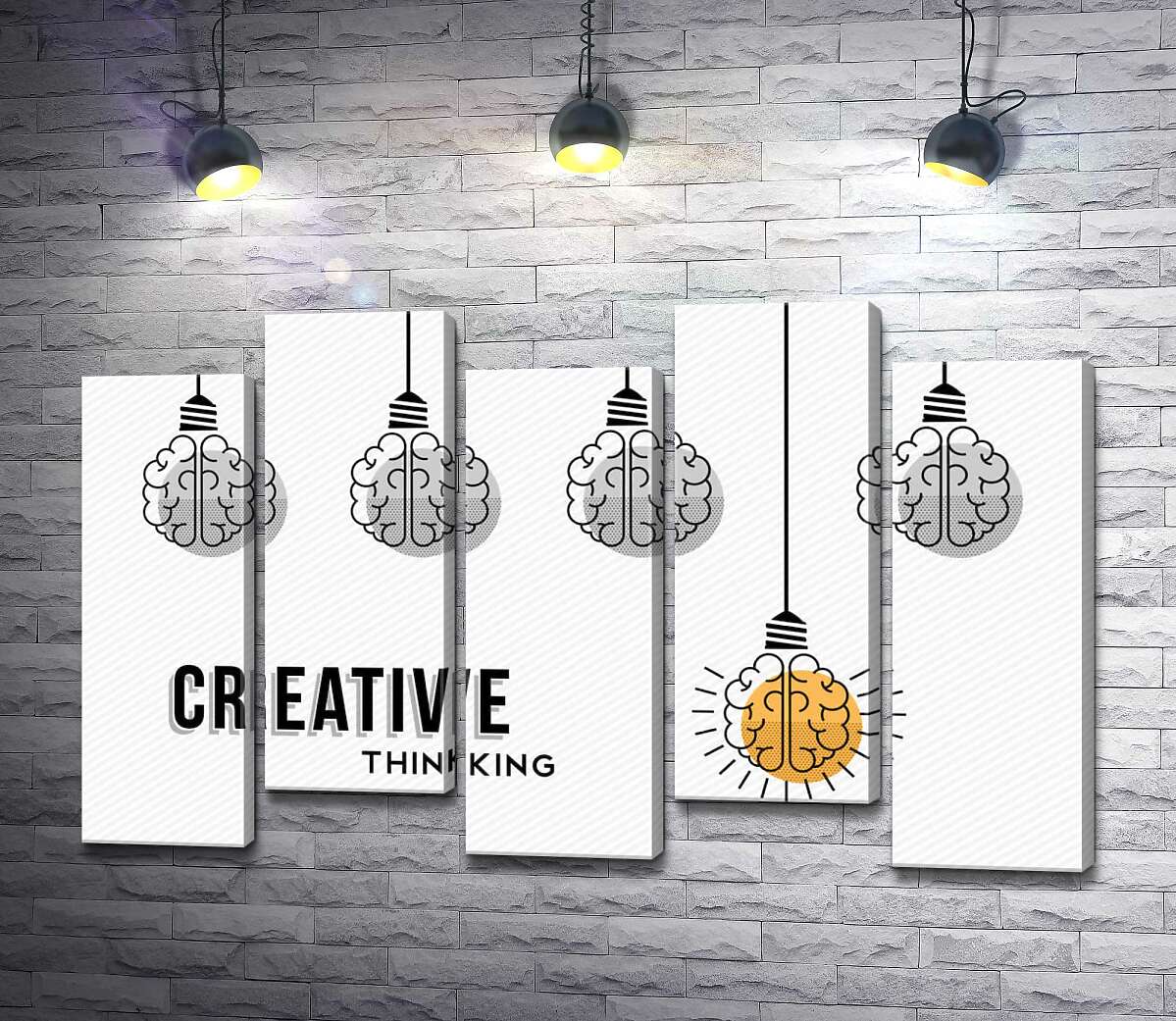 модульна картина Гірлянда із лампочок над фразою "creative thinking" (Модуль №30)