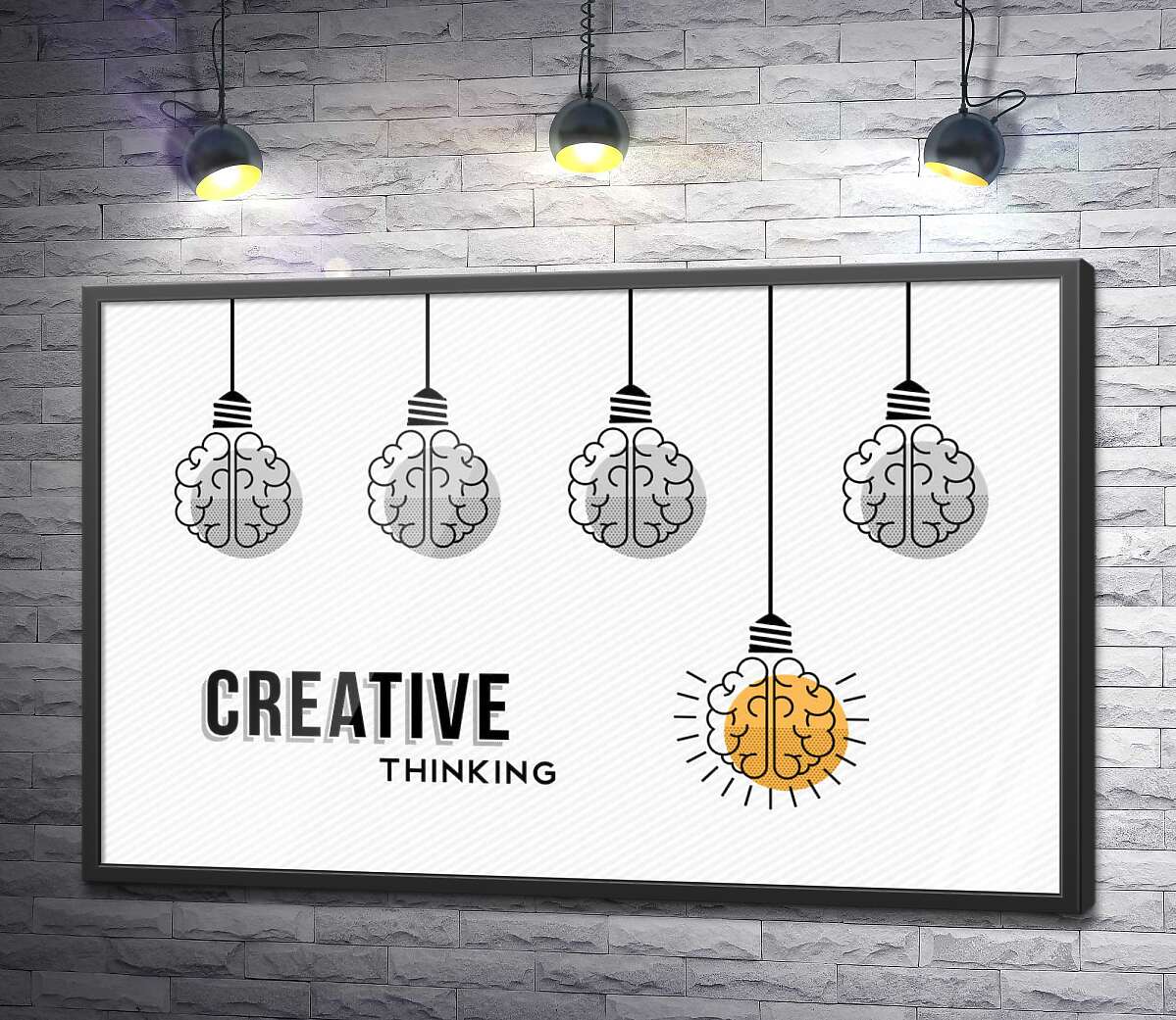 постер Гирлянда из лампочек над фразой "creative thinking"
