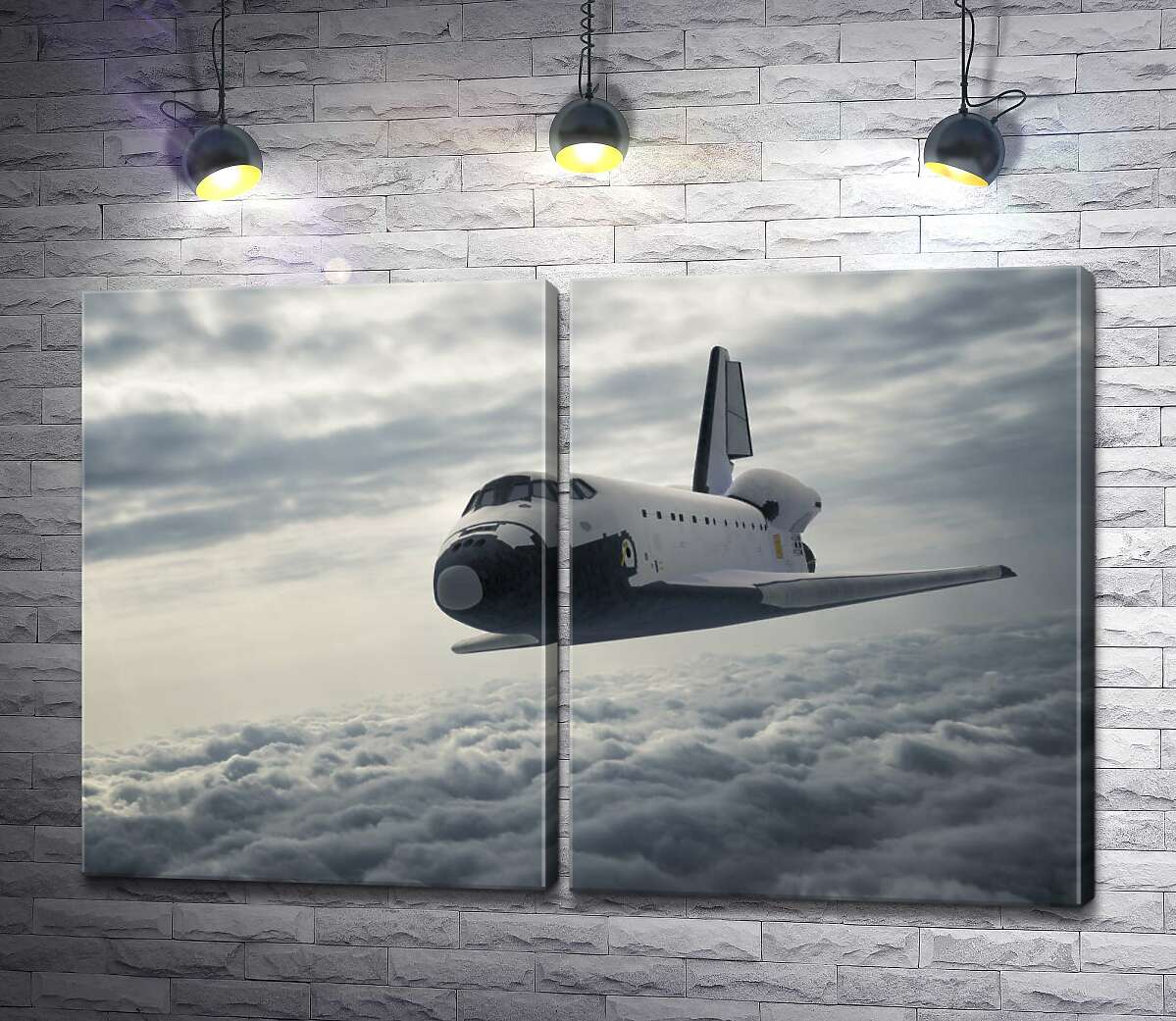 модульна картина Пасажирський літак у польоті над сірими перинами хмар