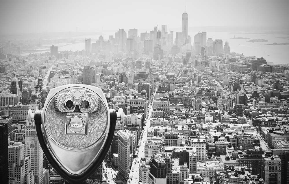 картина-постер Вид на туманный Нью-Йорк со смотровой площадки Эмпайр-Стейт-Билдинг (Empire State Building)