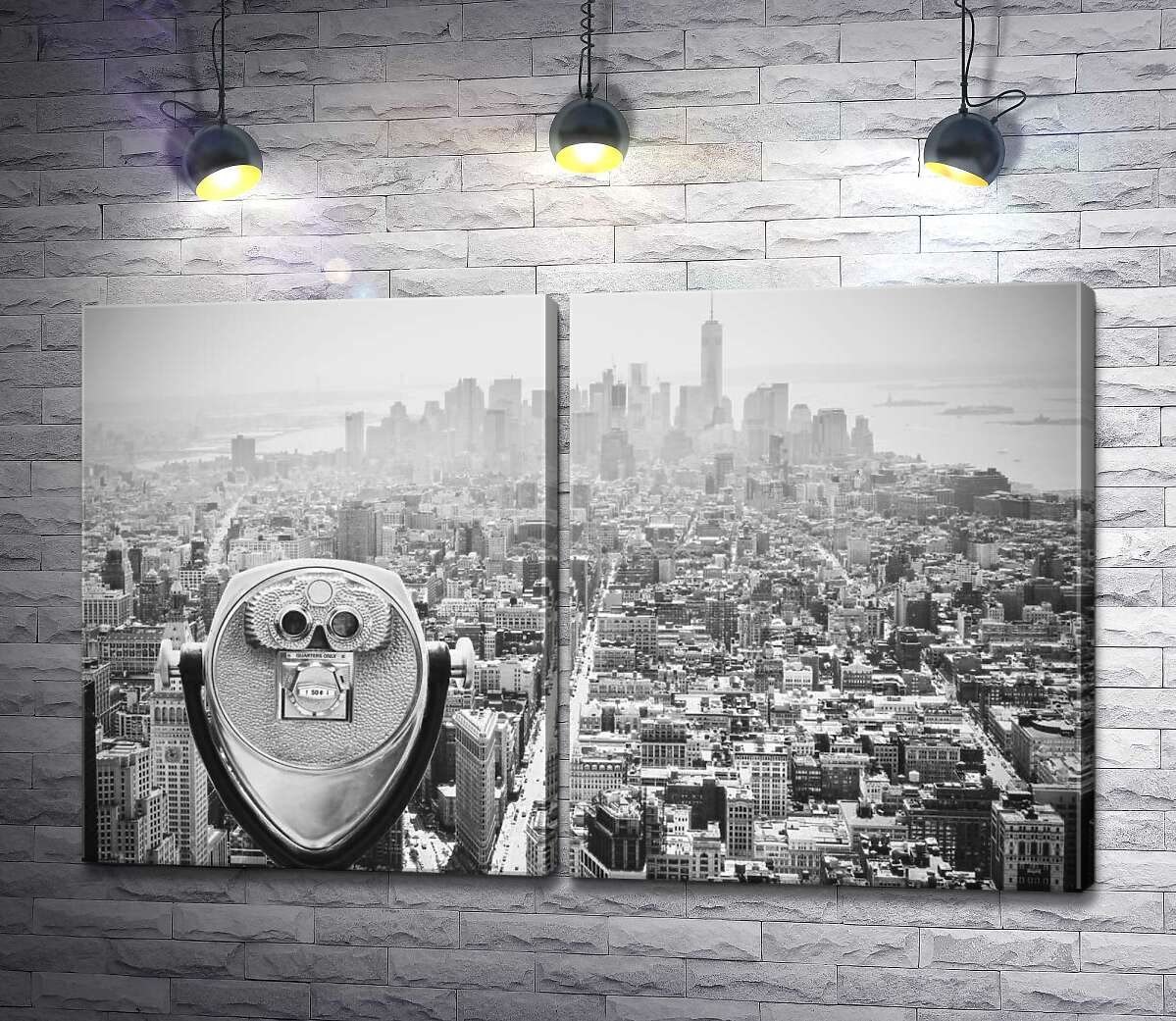 модульная картина Вид на туманный Нью-Йорк со смотровой площадки Эмпайр-Стейт-Билдинг (Empire State Building)