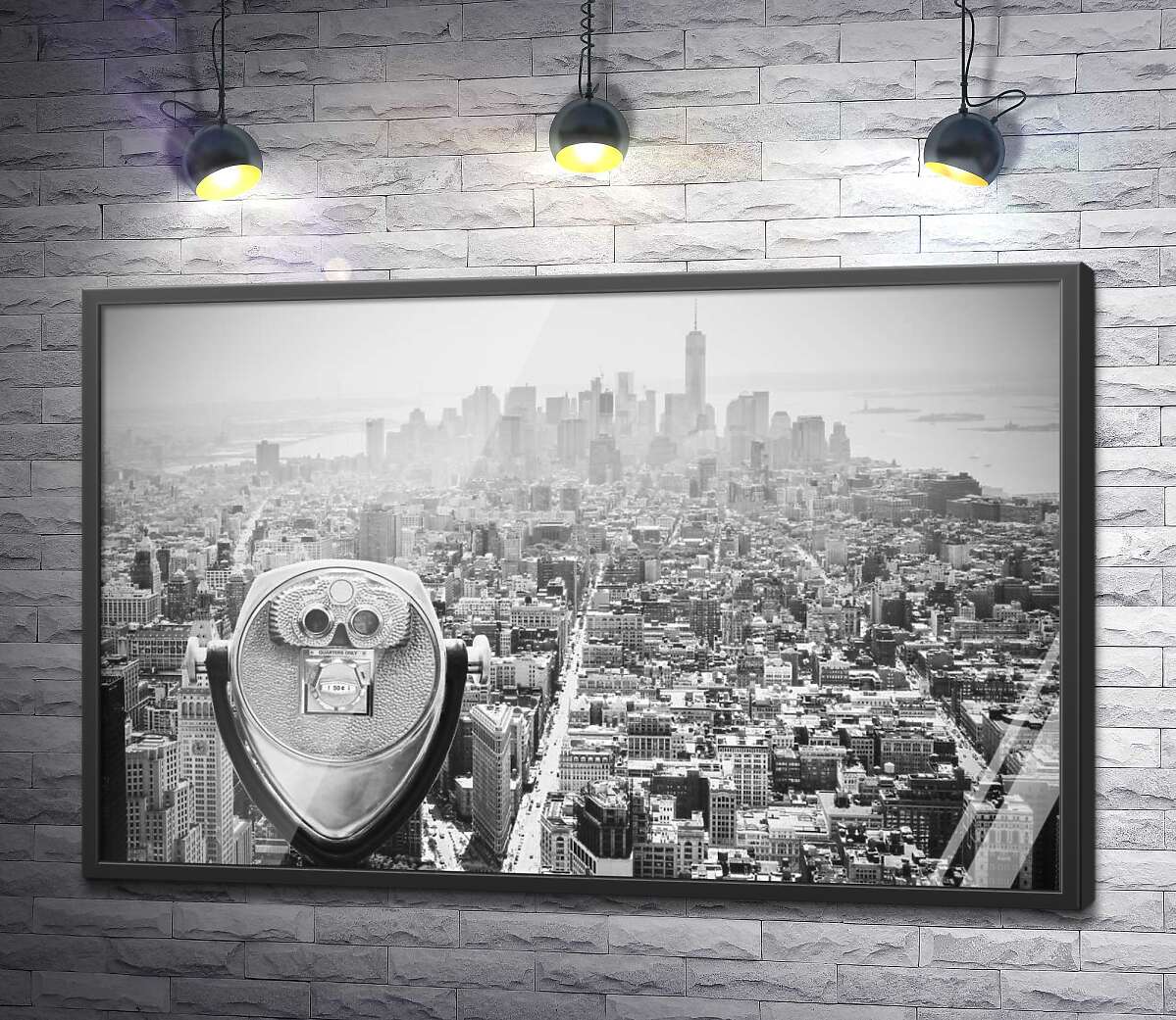 постер Вид на туманний Нью-Йорк з оглядового майданчика Емпайр-Стейт-Білдінг (Empire State Building)