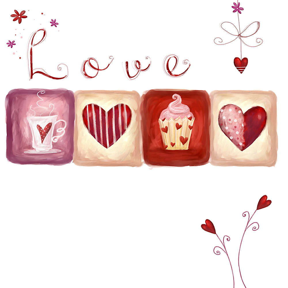 картина-постер Романтичні ілюстрації під написом "love"