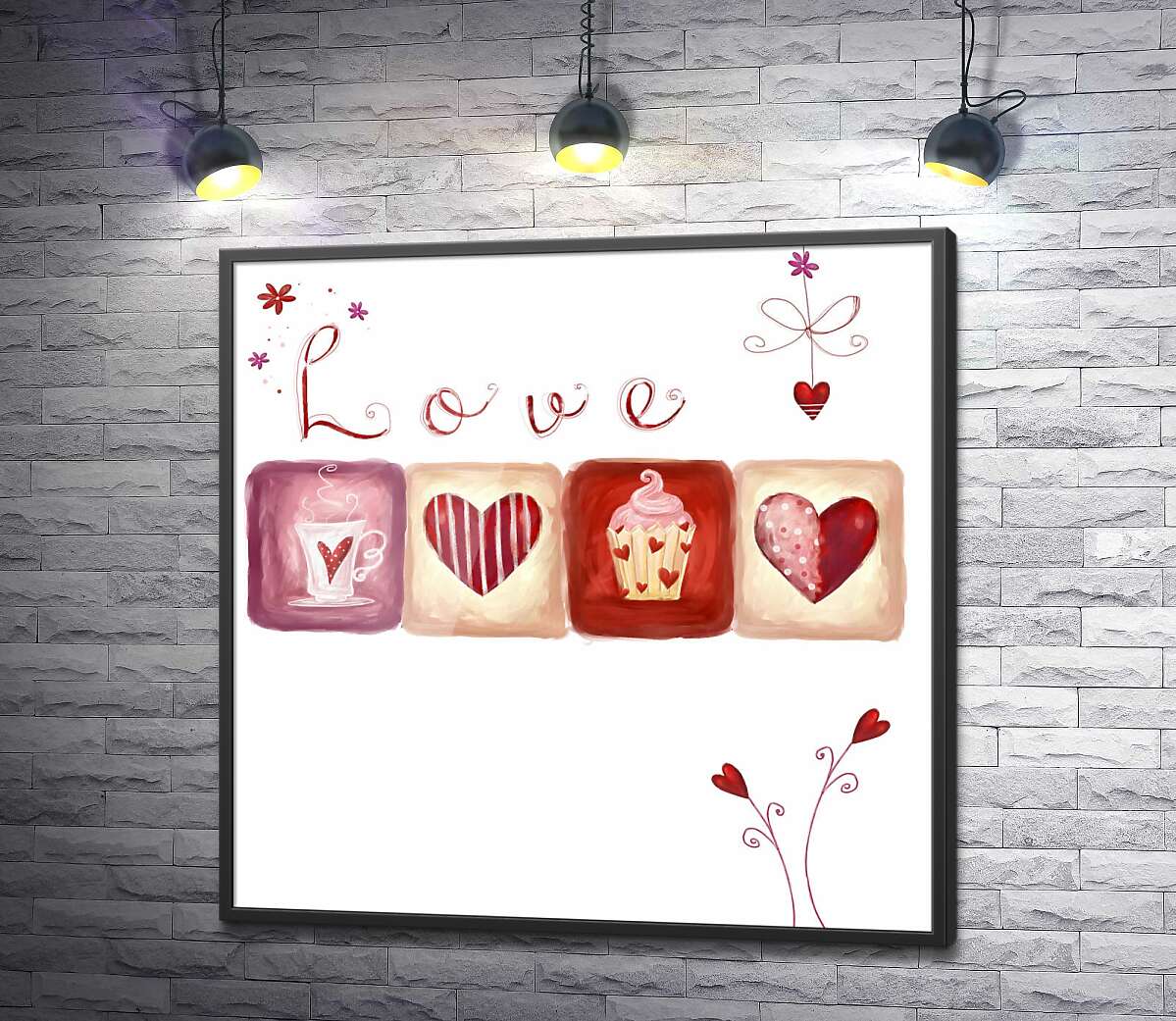 постер Романтические иллюстрации под надписью "love"