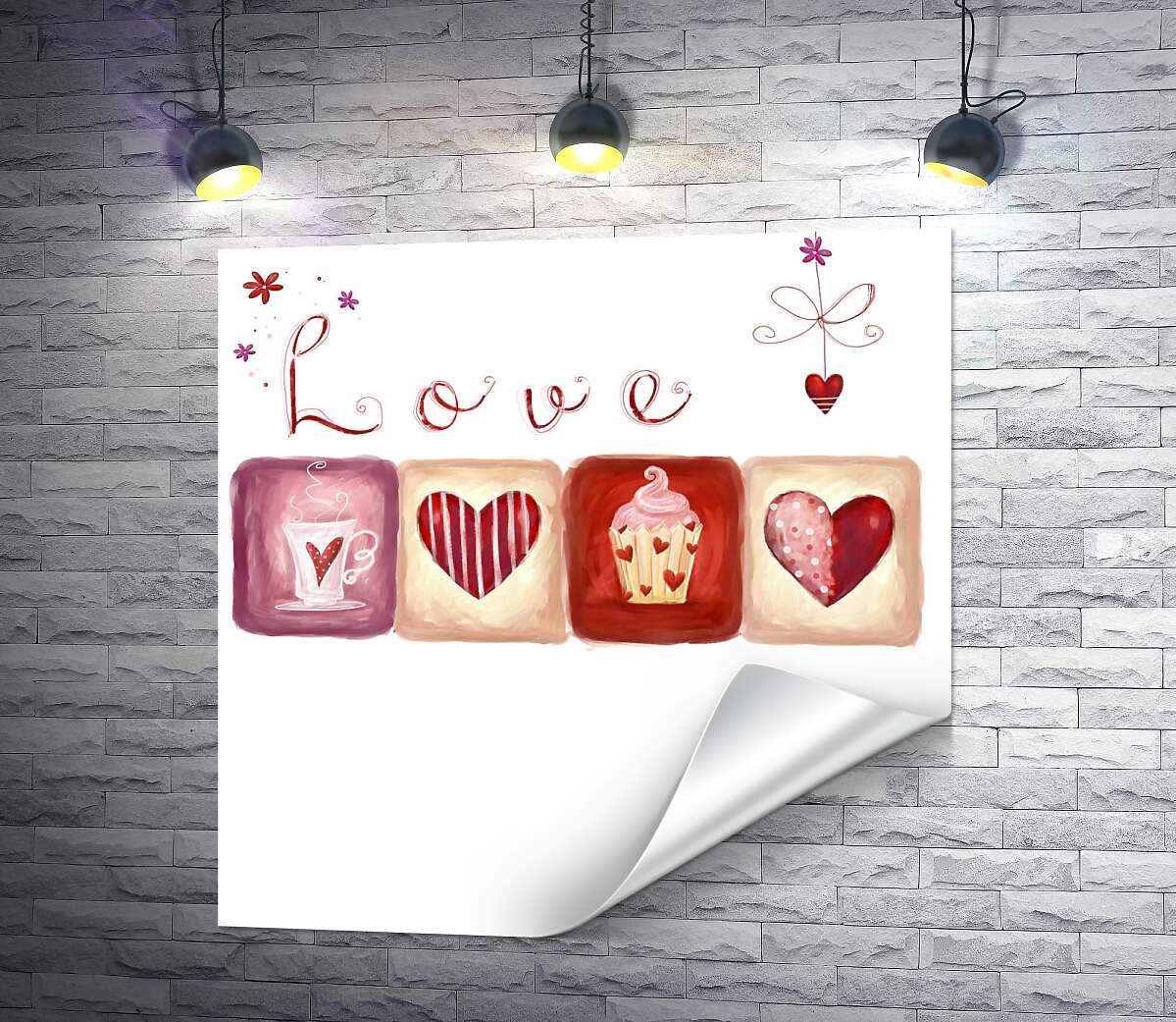 друк Романтичні ілюстрації під написом "love"