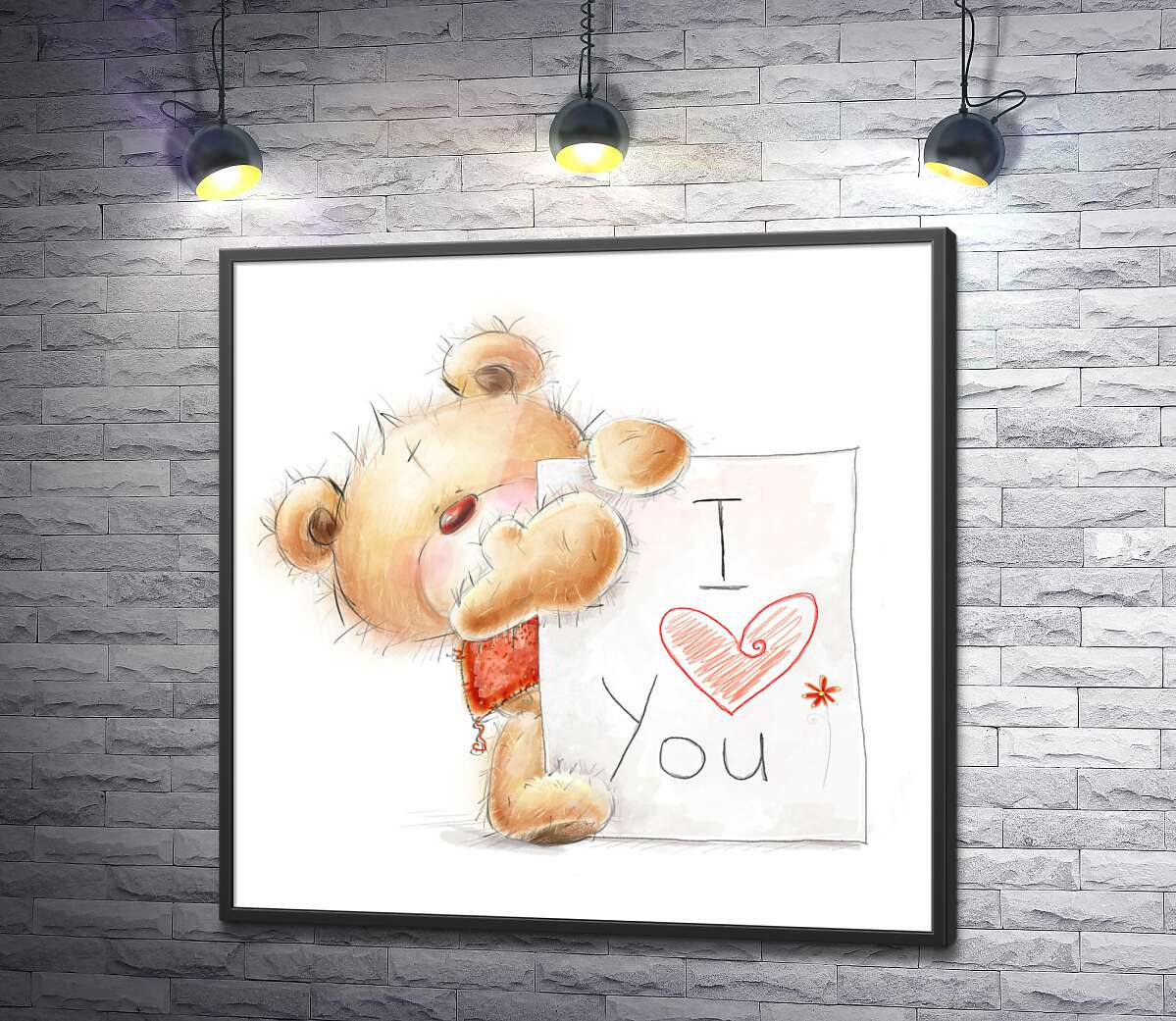 постер Влюбленный мишка с письмом "I love you"