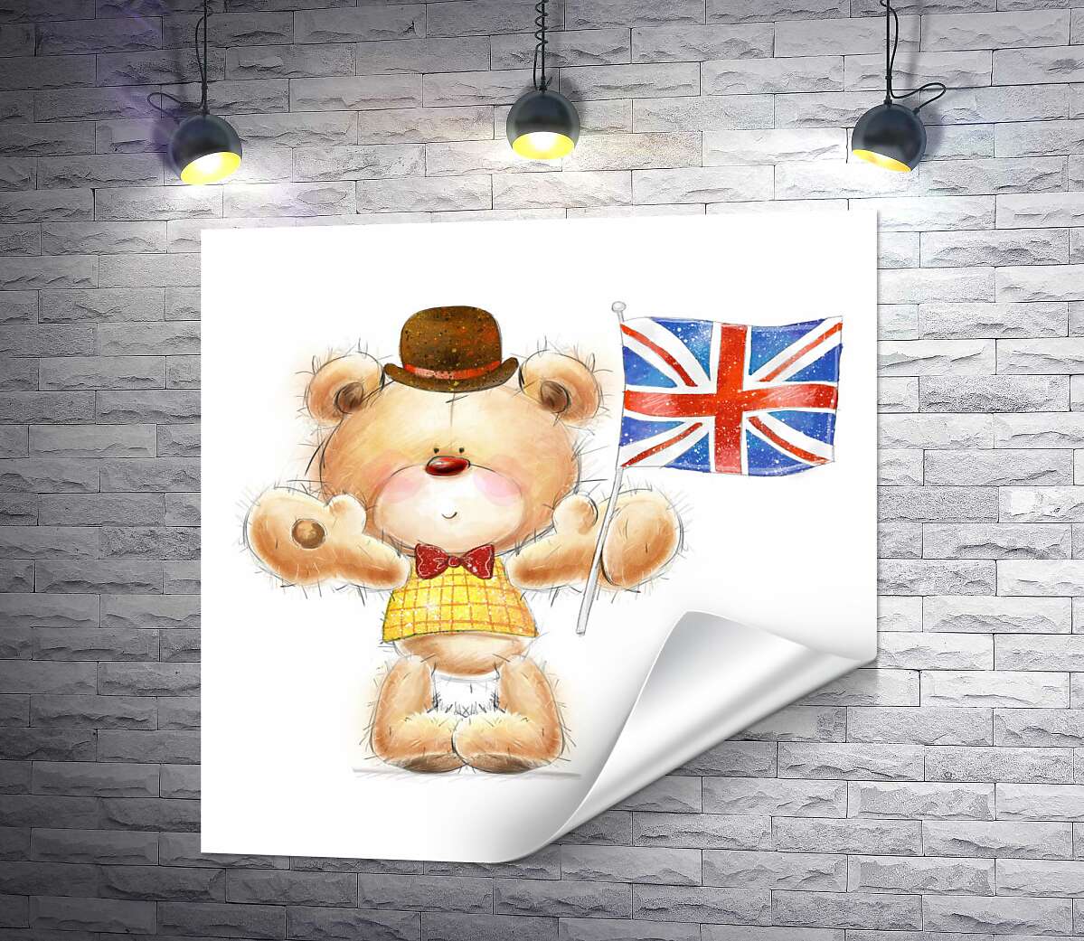 печать Мишка-патриот с британским флагом