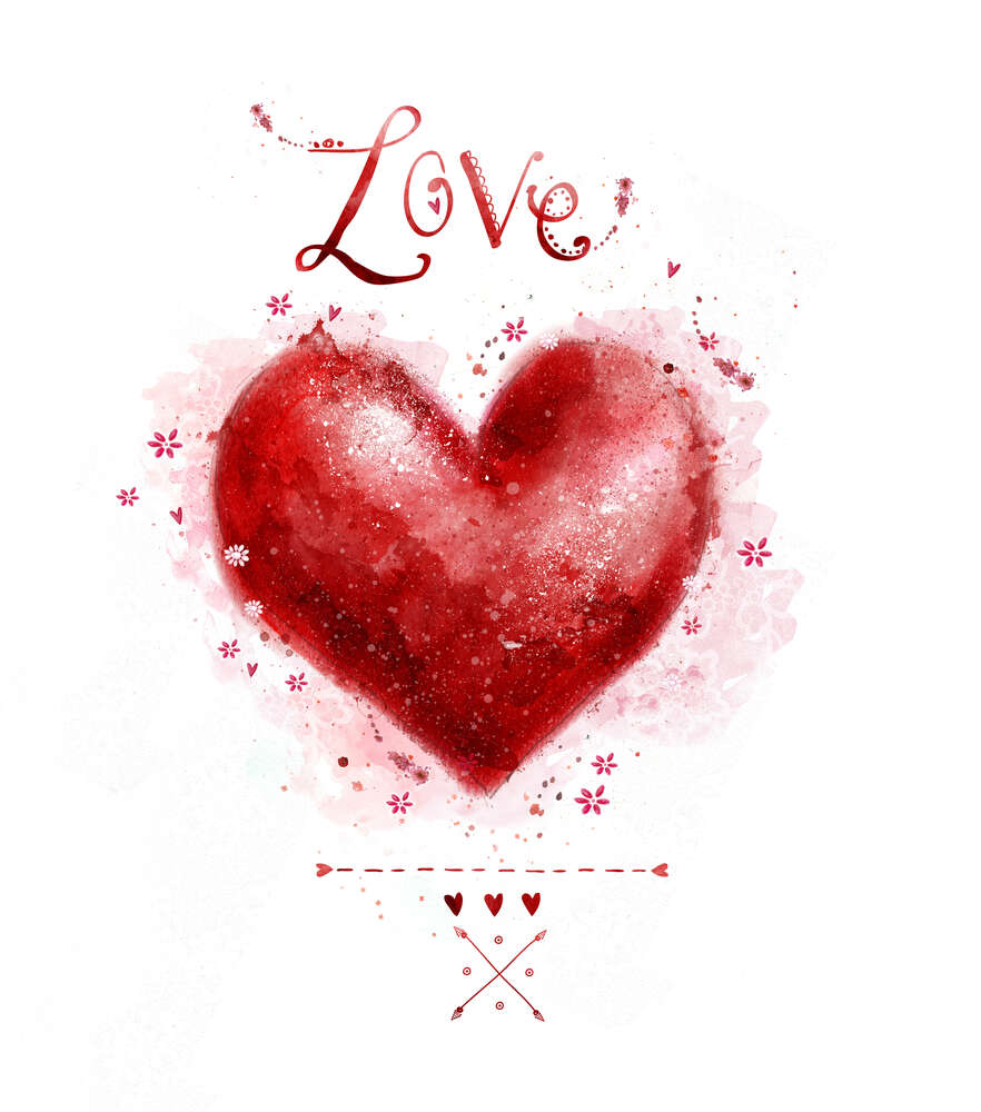 картина-постер Нежный силуэт яркого сердца