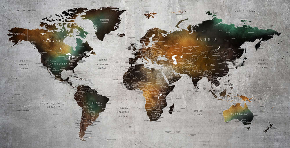 картина-постер Стилизованная карта мира