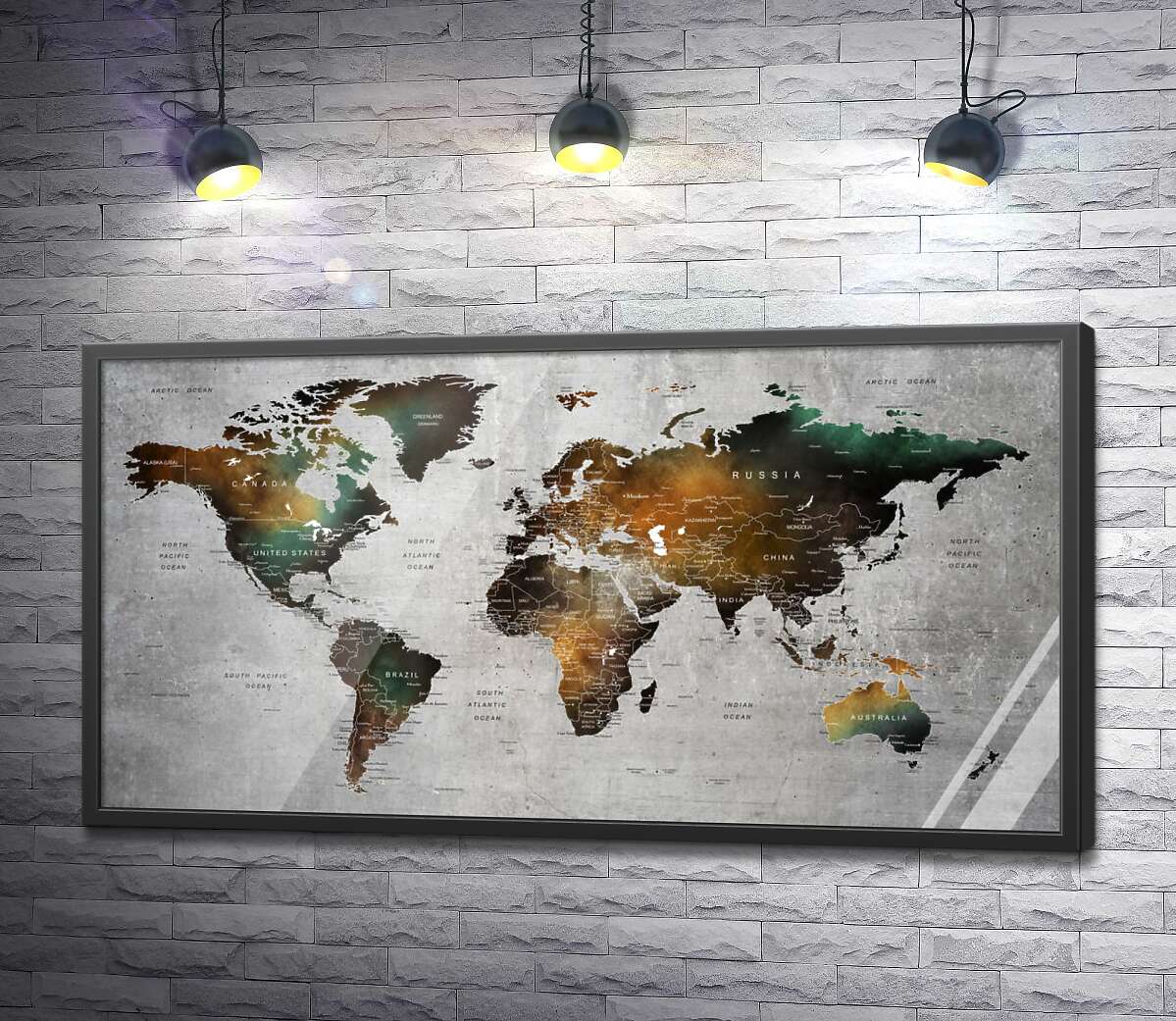 постер Стилизованная карта мира