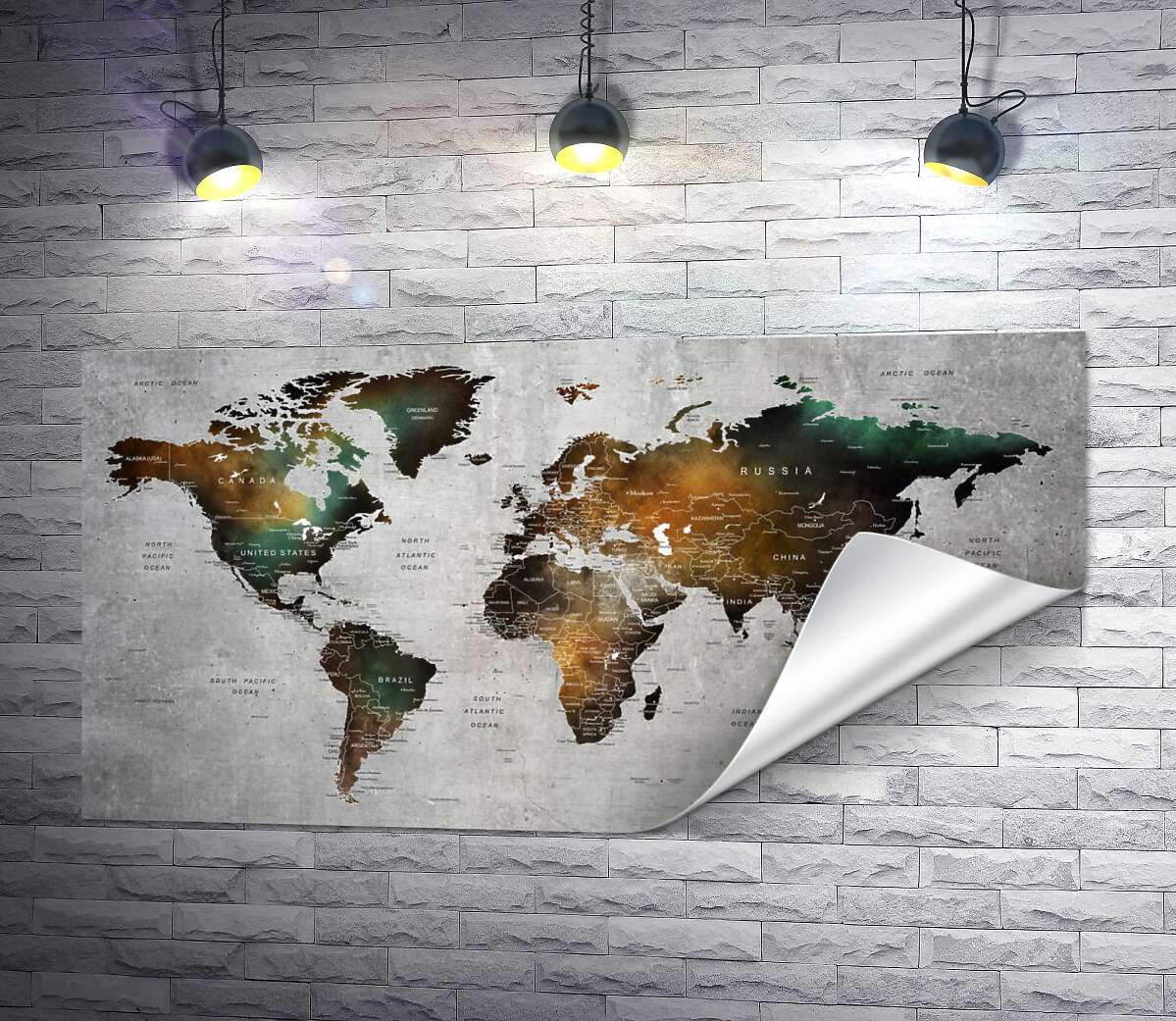 друк Стилізована карта світу