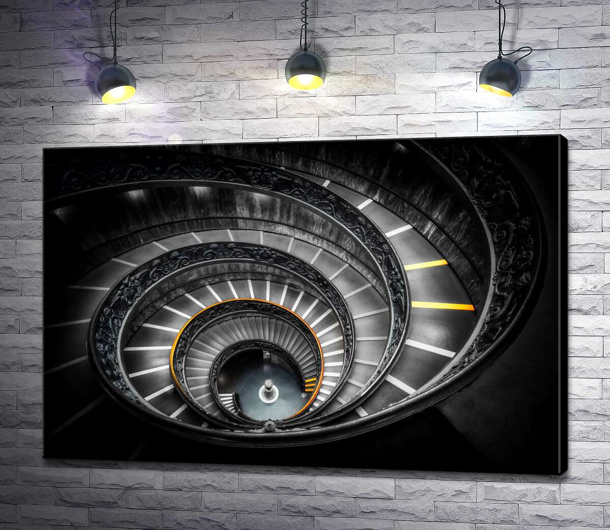 картина Серая спираль лестницы с ажурными перилами