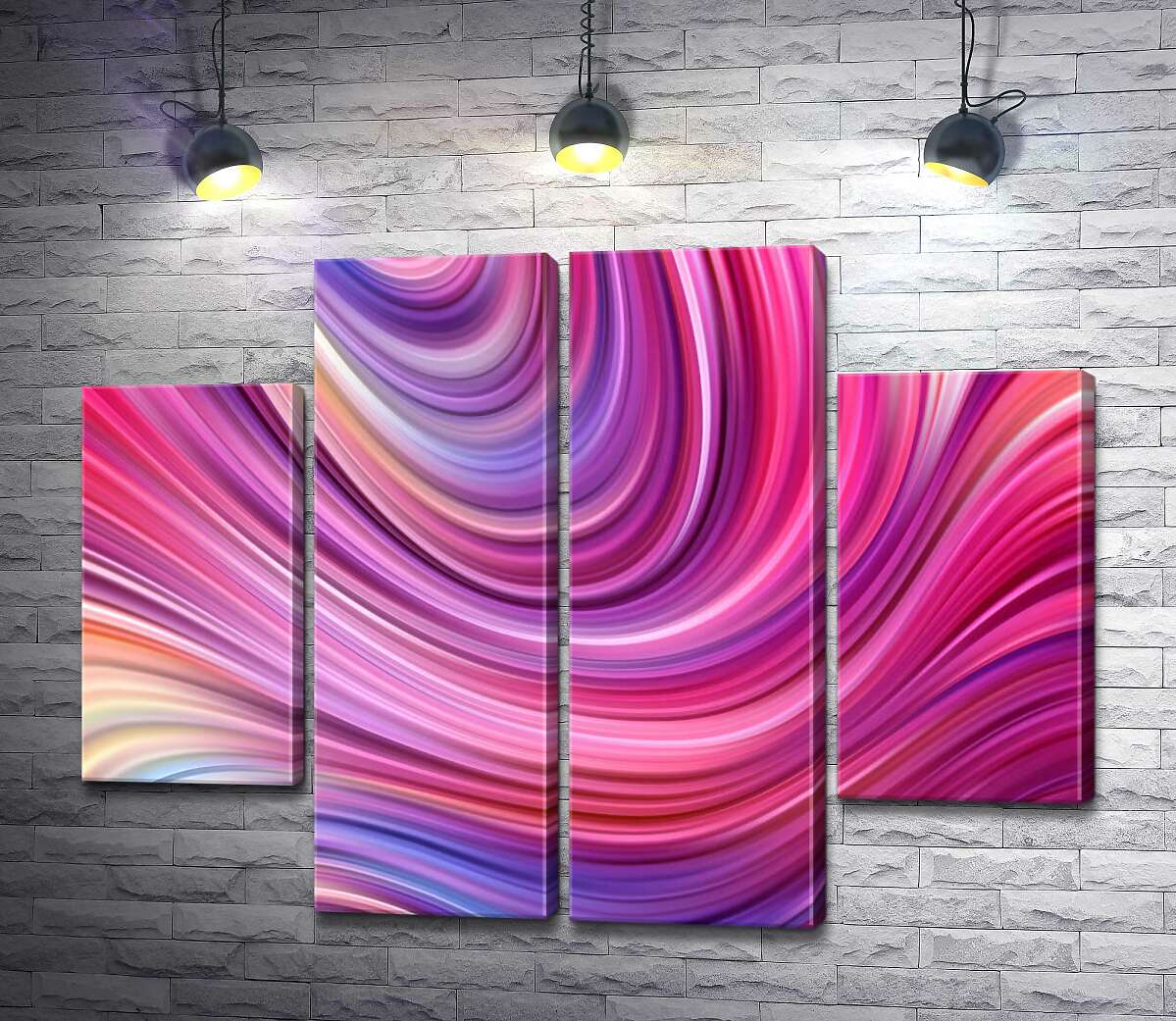 модульная картина Розово-голубые волны абстракции (Модуль №20)