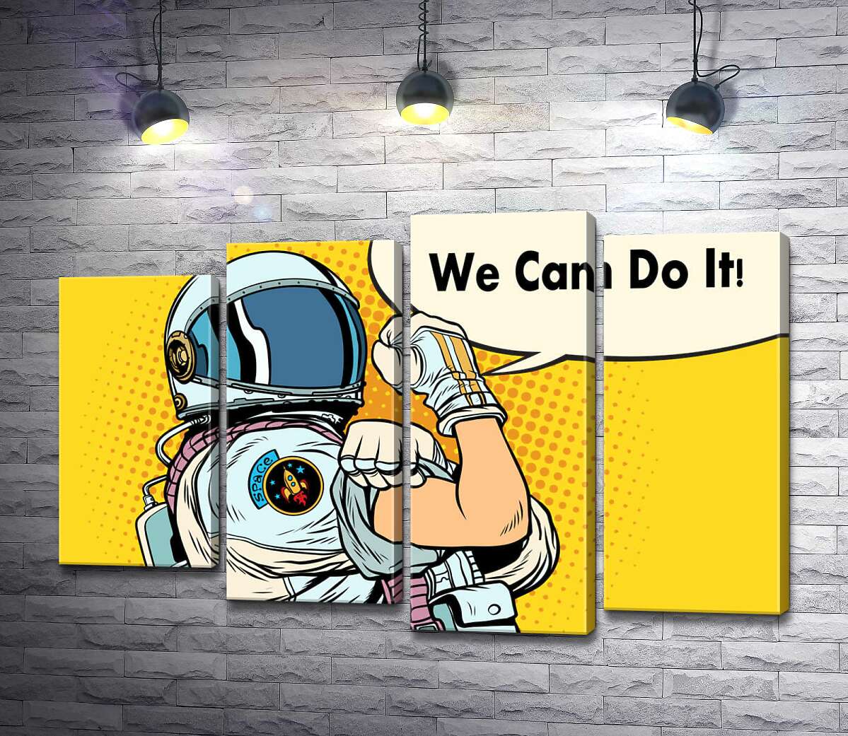 модульна картина Відважна космонавтка з фразою "We Can Do It!" (Модуль №3)