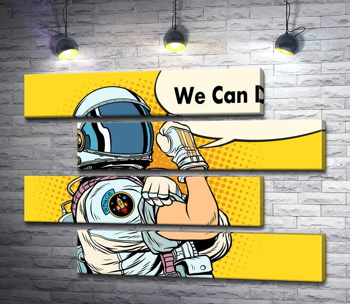 модульна картина Відважна космонавтка з фразою "We Can Do It!" (Модуль №23)