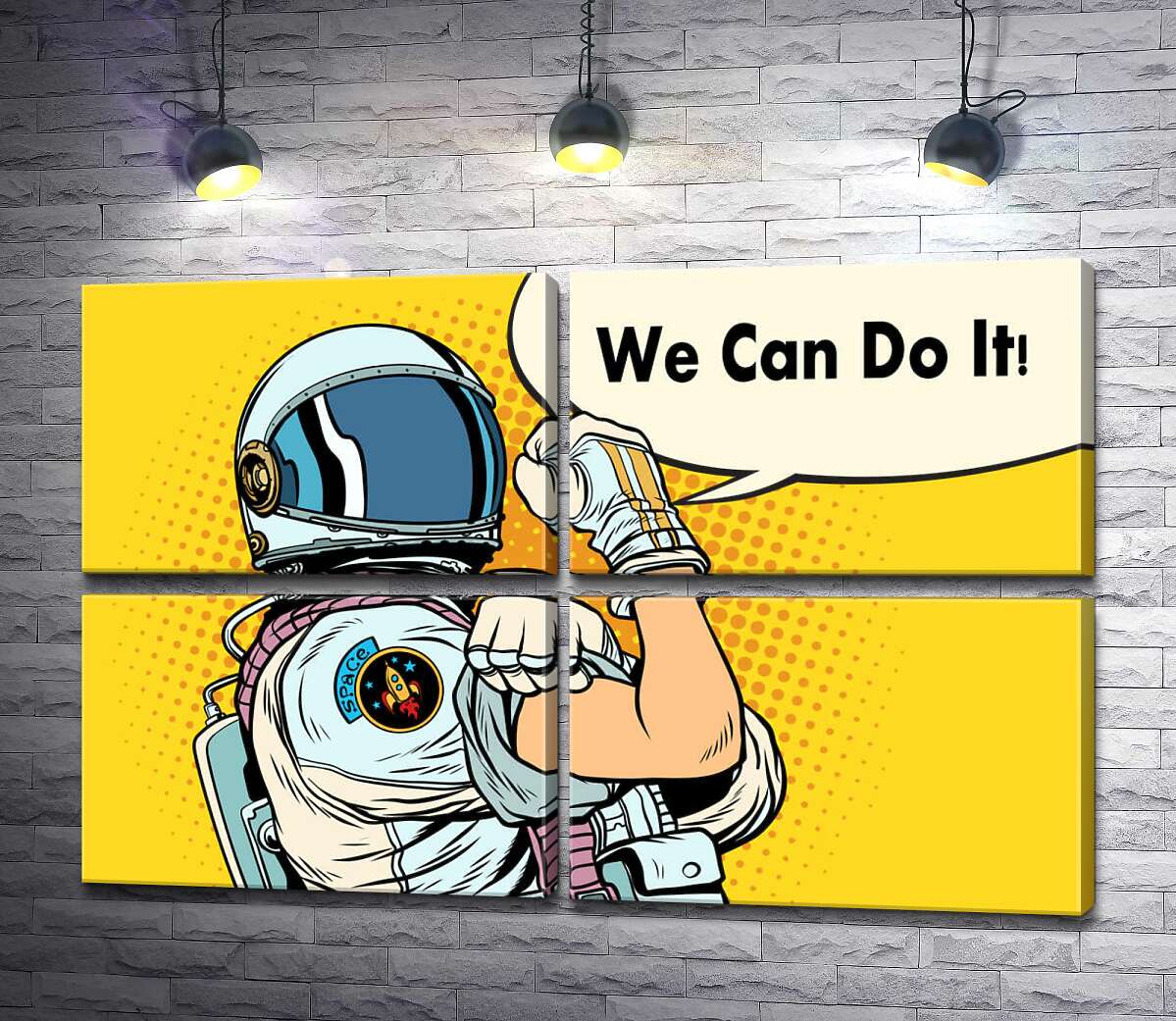 модульна картина Відважна космонавтка з фразою "We Can Do It!" (Модуль №25)