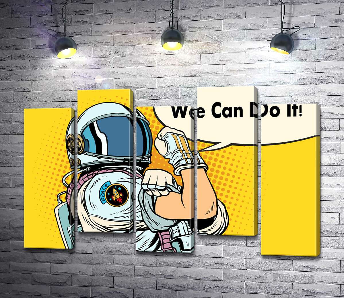модульна картина Відважна космонавтка з фразою "We Can Do It!" (Модуль №30)