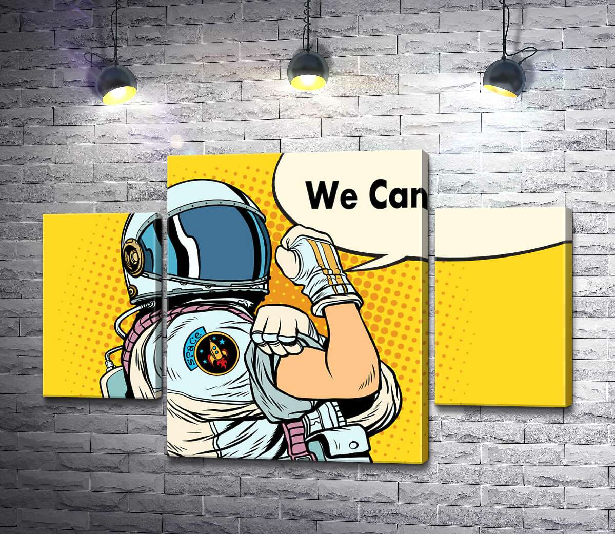 модульна картина Відважна космонавтка з фразою "We Can Do It!" (Модуль №5)