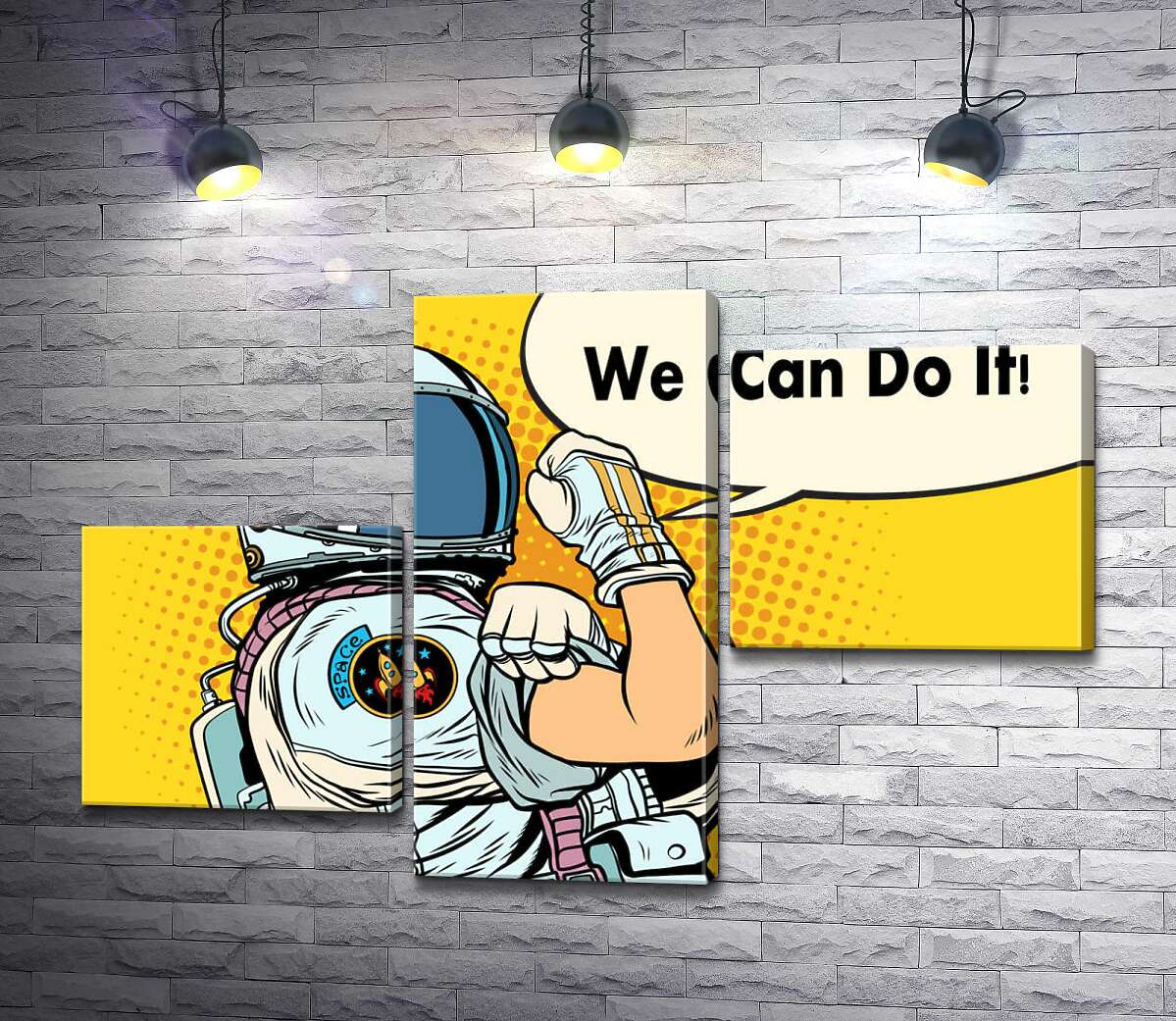 модульна картина Відважна космонавтка з фразою "We Can Do It!" (Модуль №12)