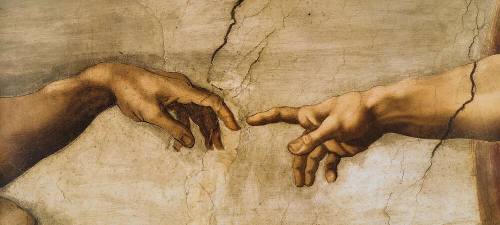 картина-постер Палец Бога тянется к Адаму