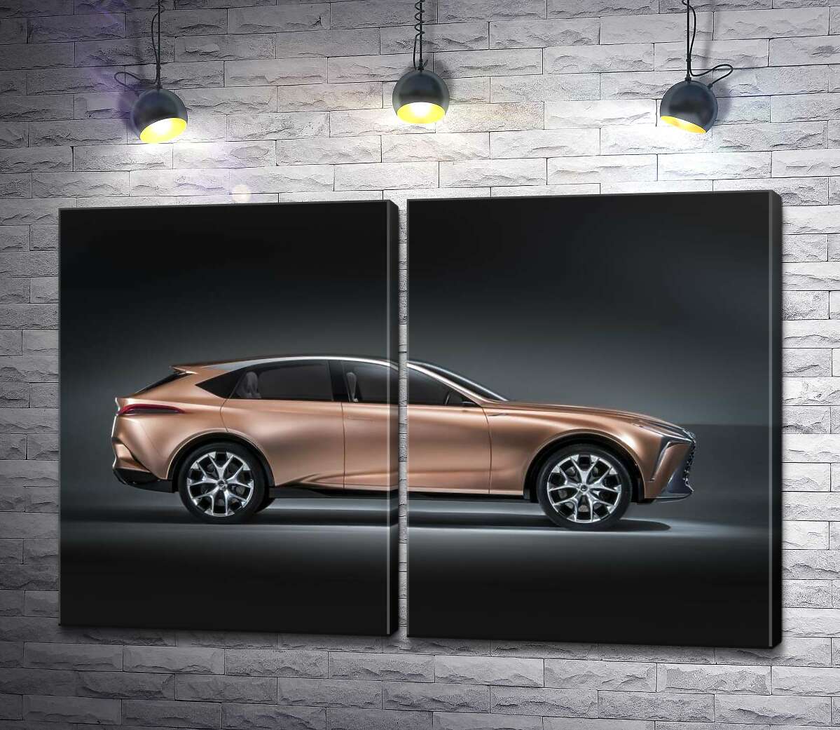 модульная картина Золотой корпус автомобиля Lexus LF-1