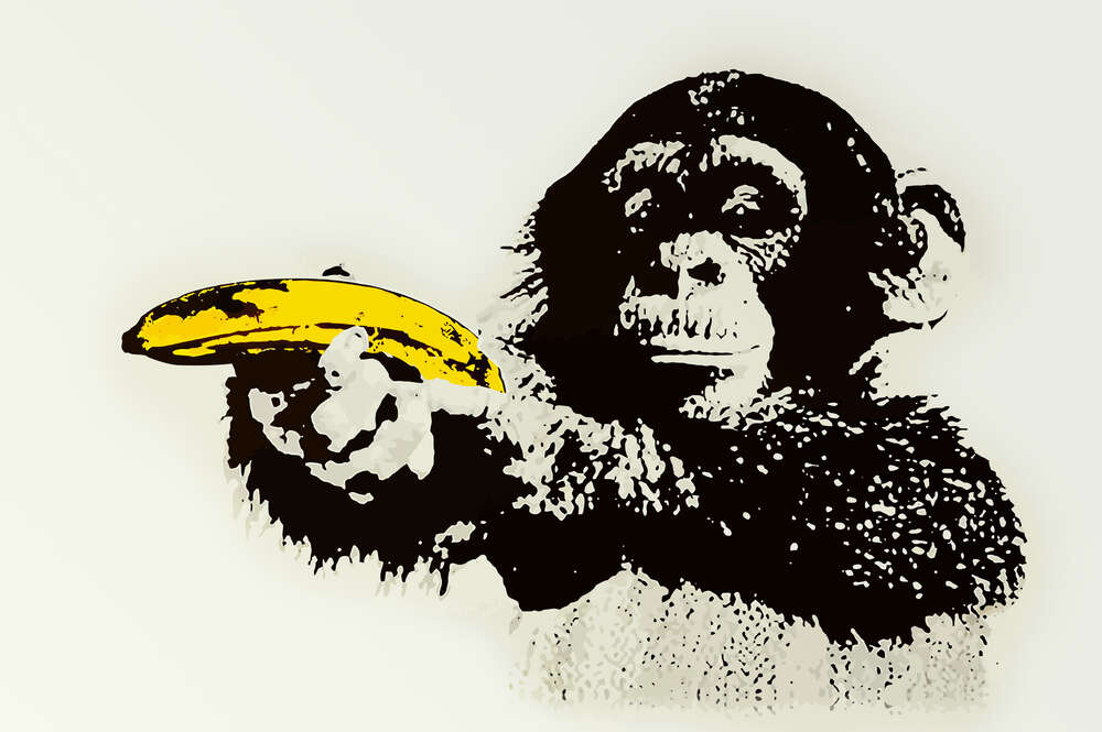 картина-постер Обезьяна с бананом – Бэнкси (Banksy)