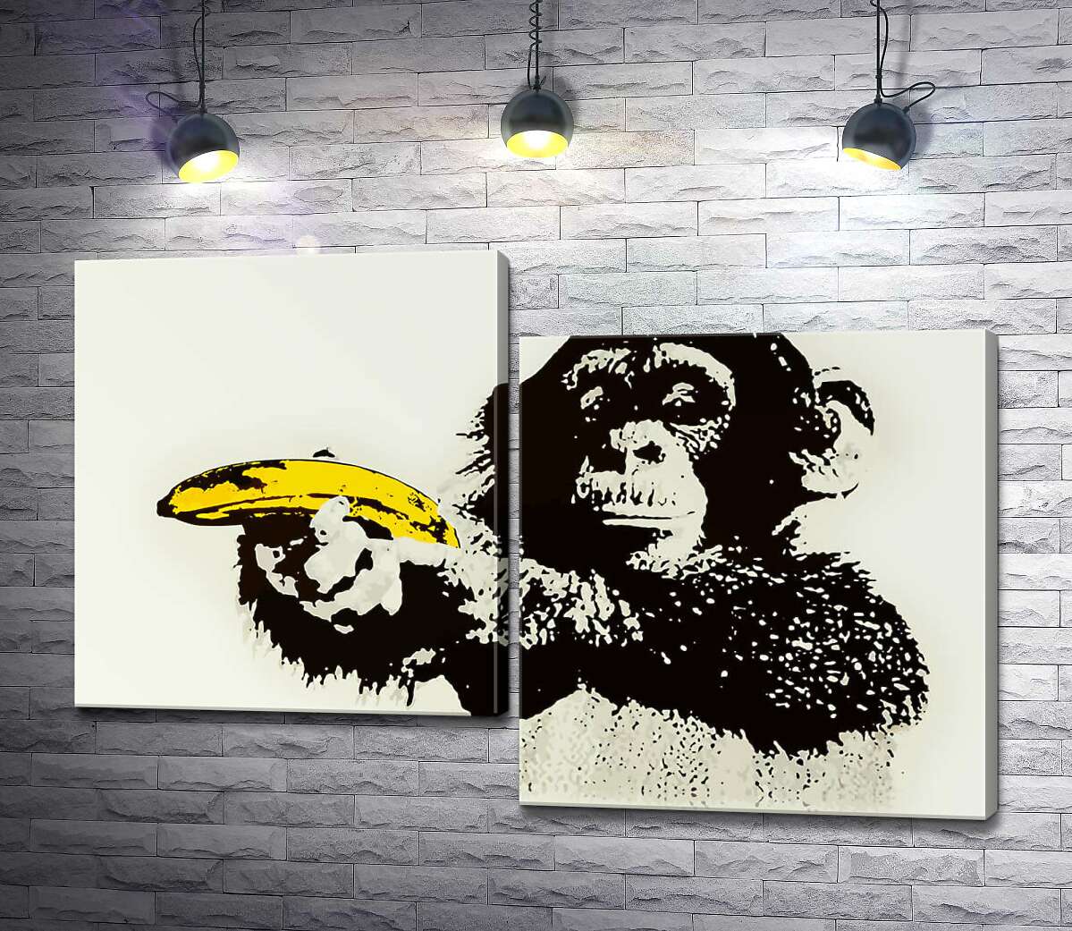 модульная картина Обезьяна с бананом (Модуль №9) – Бэнкси (Banksy)