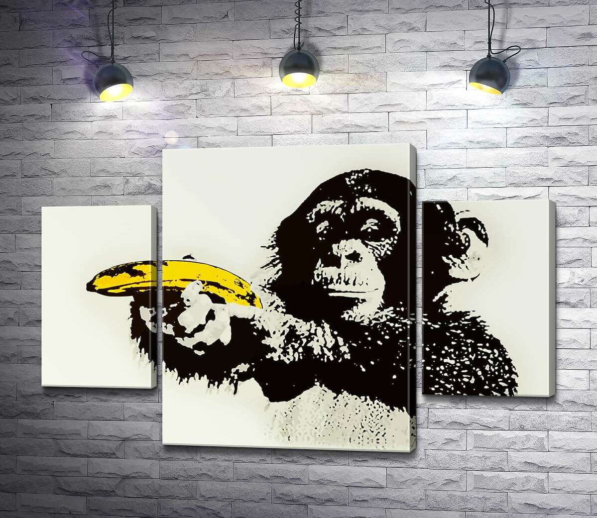 модульная картина Обезьяна с бананом (Модуль №5) – Бэнкси (Banksy)