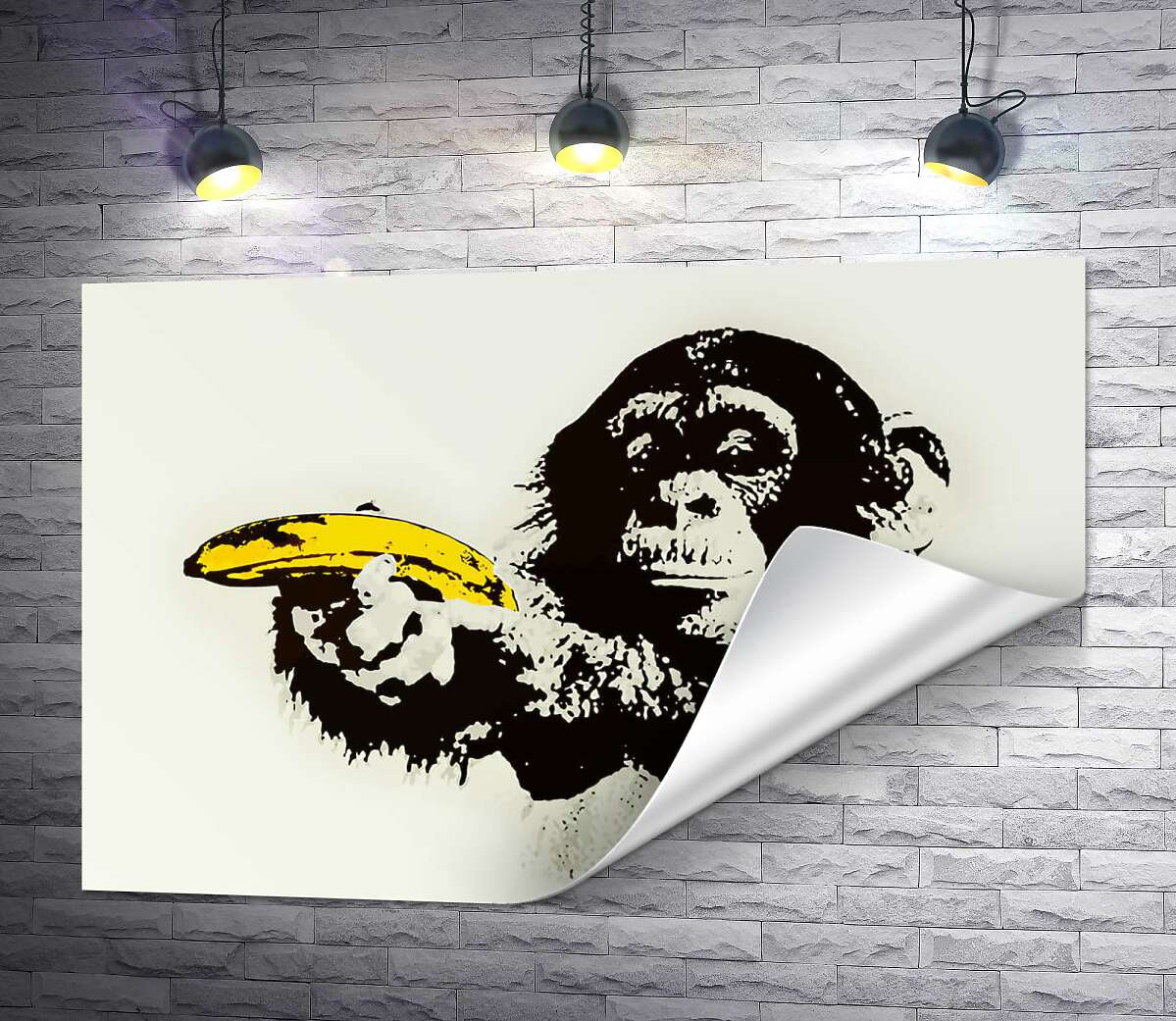 друк Мавпа з бананом -  Бенксі (Banksy)