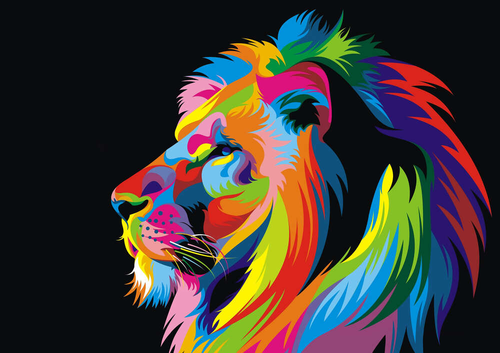 картина-постер Кольоровий профіль величного лева