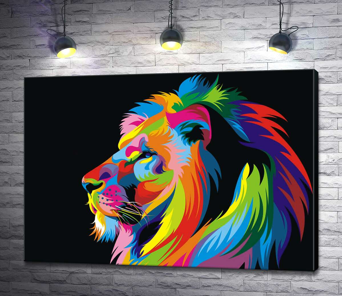картина Цветной профиль величественного льва