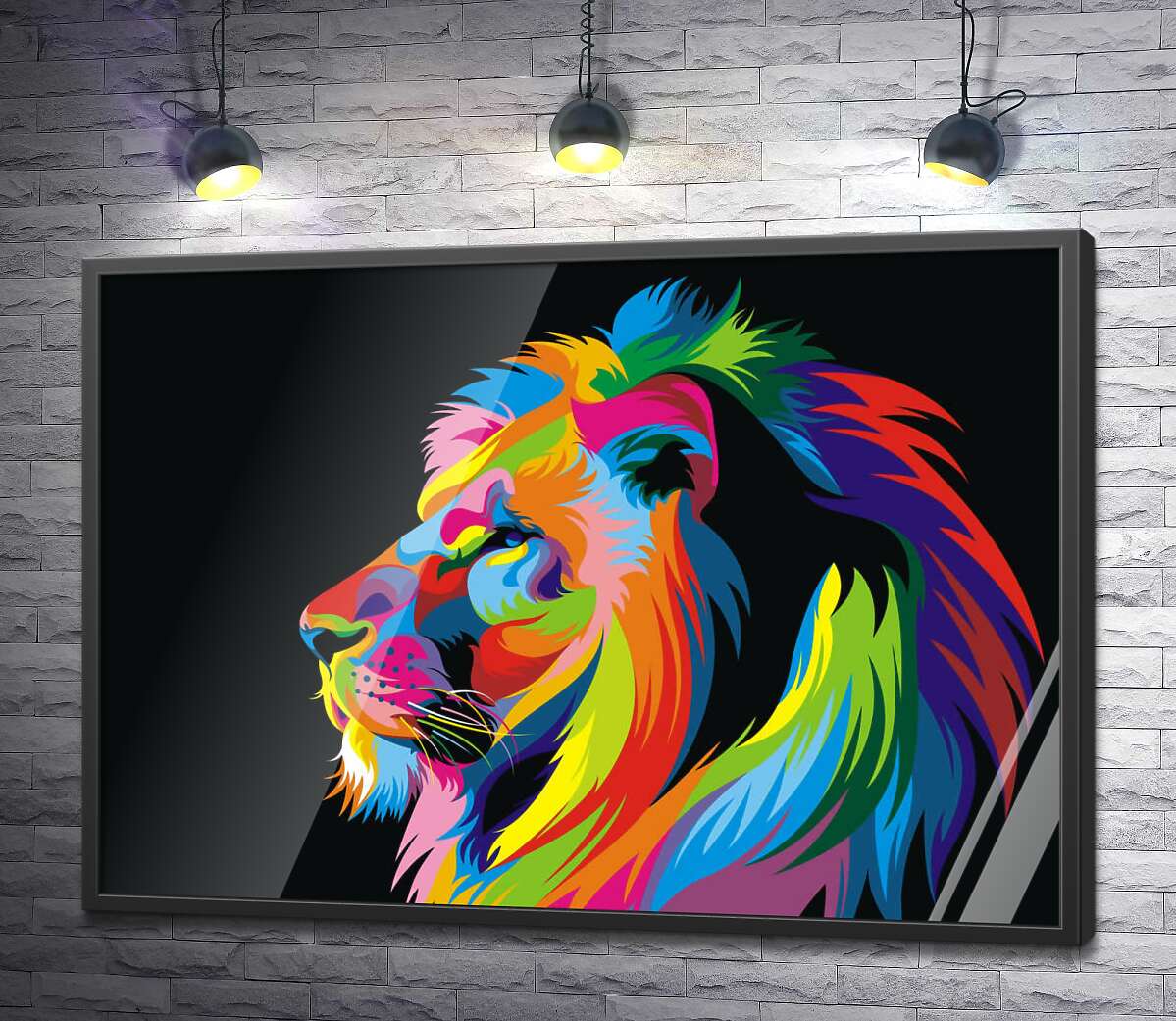 постер Цветной профиль величественного льва
