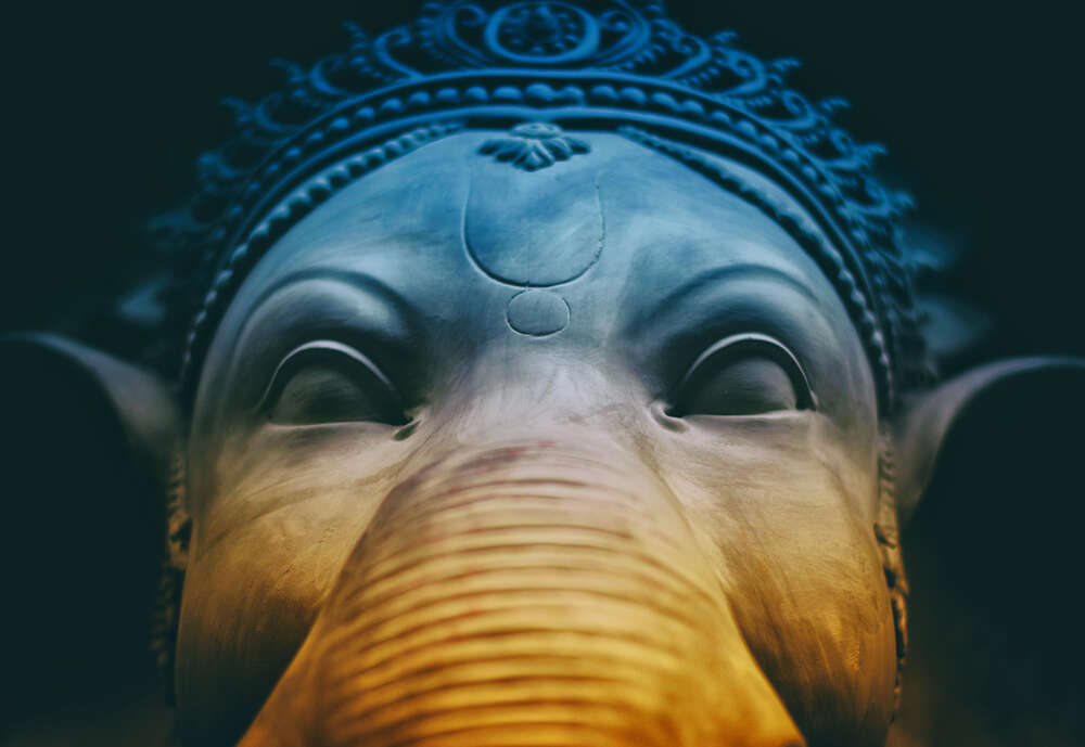картина-постер Каменное лицо статуи индуистского бога Ганеша