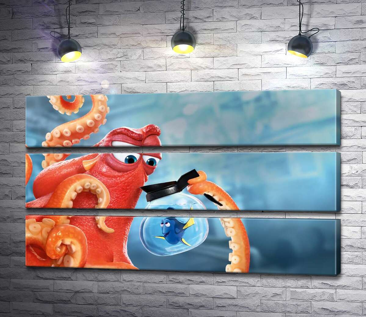 модульная картина Осьминог Генк держит рыбку Дори в чайнике (Модуль №15)