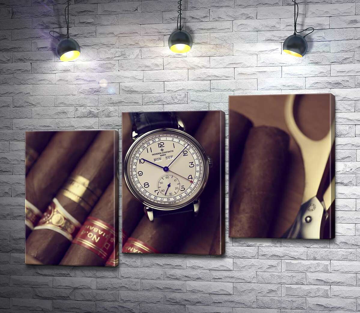 модульна картина Елітний годинник Vacheron-Constantin лежить на сигарах (Модуль №14)