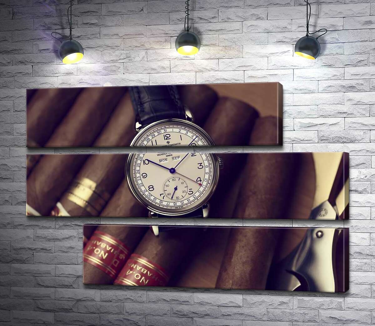 модульна картина Елітний годинник Vacheron-Constantin лежить на сигарах (Модуль №16)