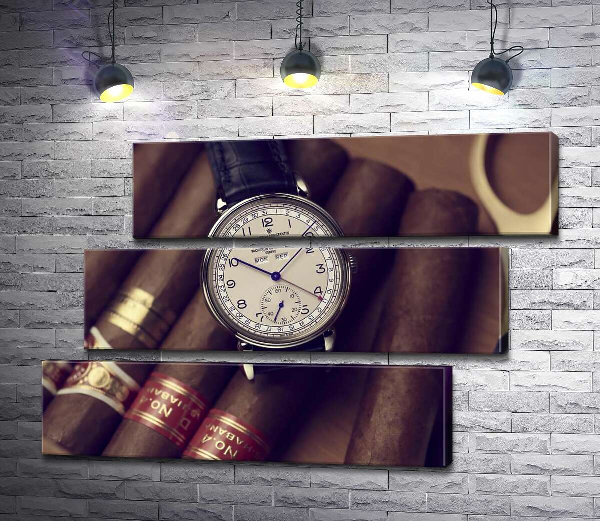 модульная картина Элитные часы Vacheron-Constantin лежат на сигарах (Модуль №17)