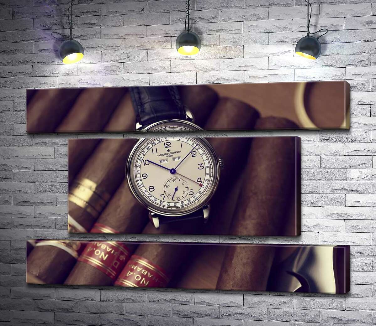 модульная картина Элитные часы Vacheron-Constantin лежат на сигарах (Модуль №18)