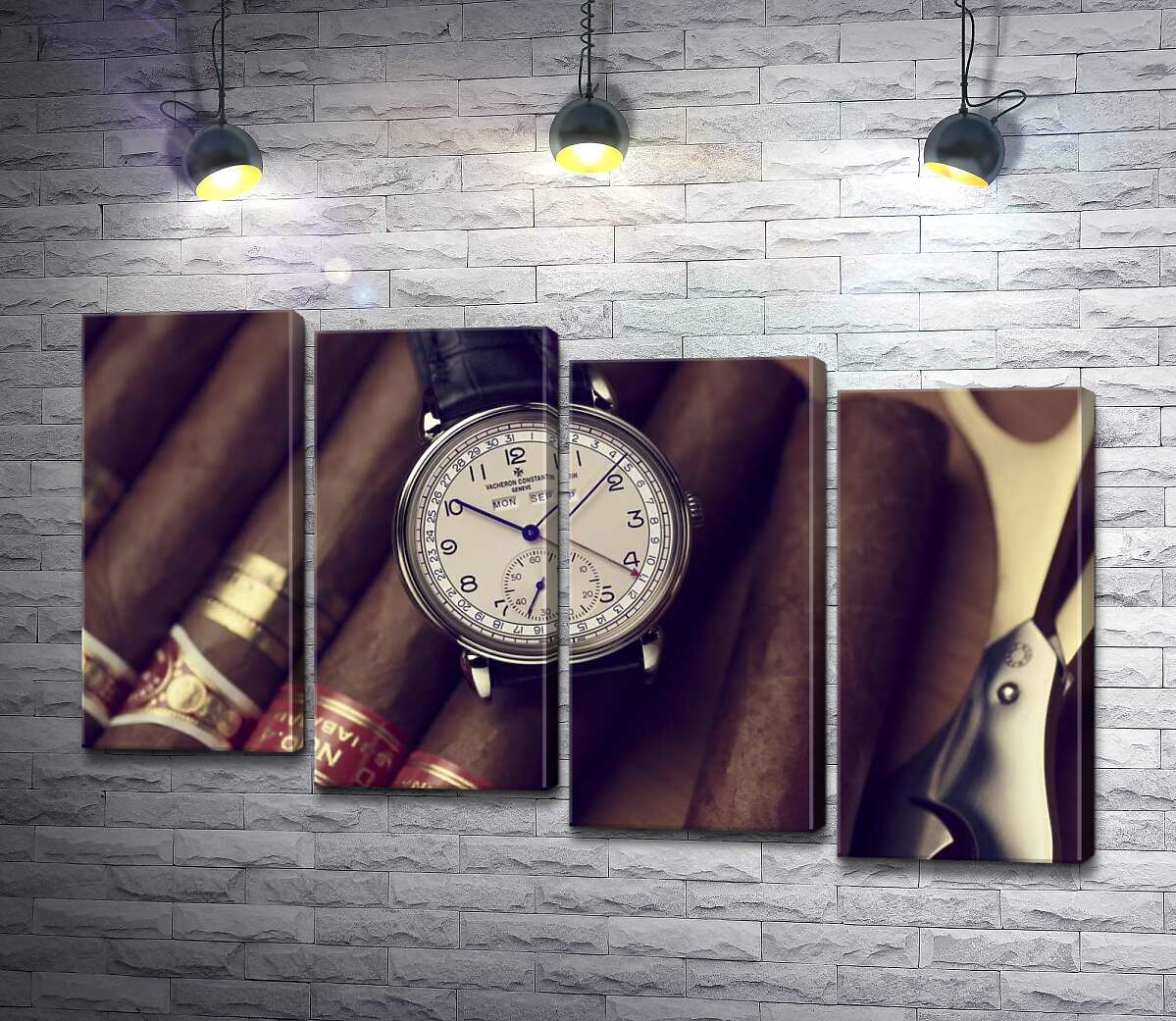 модульна картина Елітний годинник Vacheron-Constantin лежить на сигарах (Модуль №19)