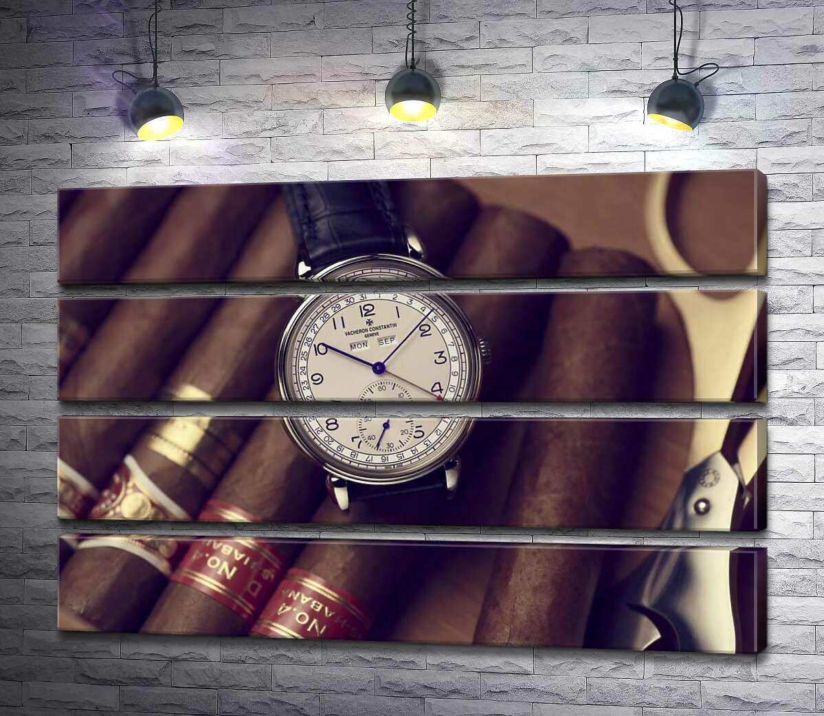 модульна картина Елітний годинник Vacheron-Constantin лежить на сигарах (Модуль №22)