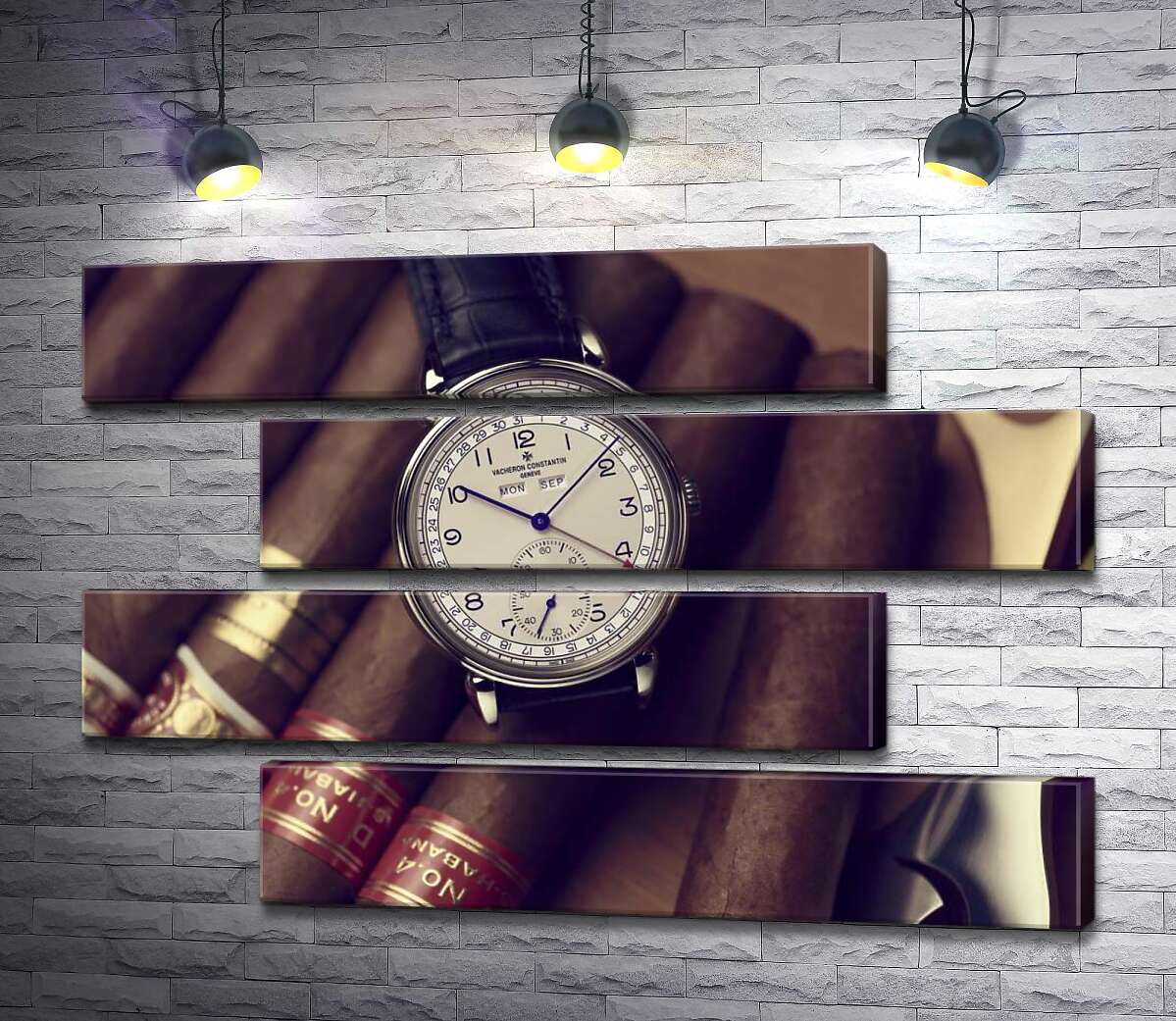 модульна картина Елітний годинник Vacheron-Constantin лежить на сигарах (Модуль №23)