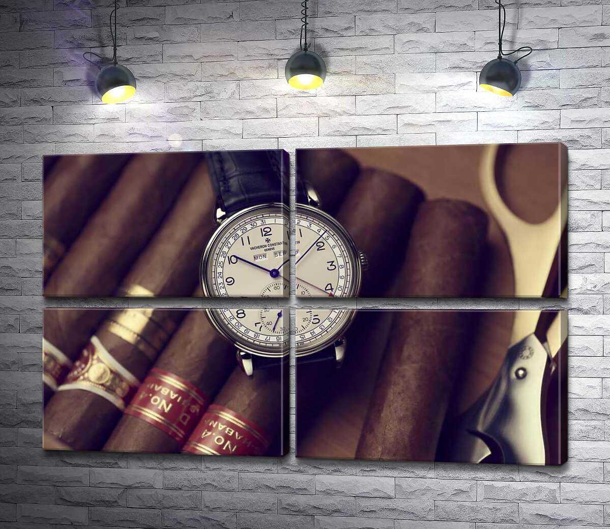 модульна картина Елітний годинник Vacheron-Constantin лежить на сигарах (Модуль №25)