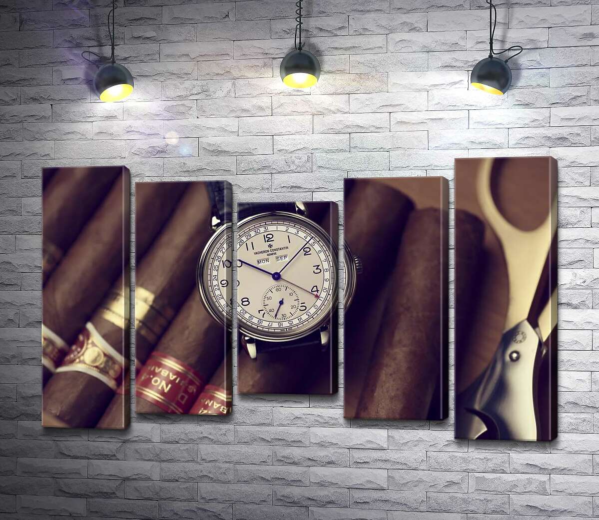 модульна картина Елітний годинник Vacheron-Constantin лежить на сигарах (Модуль №27)