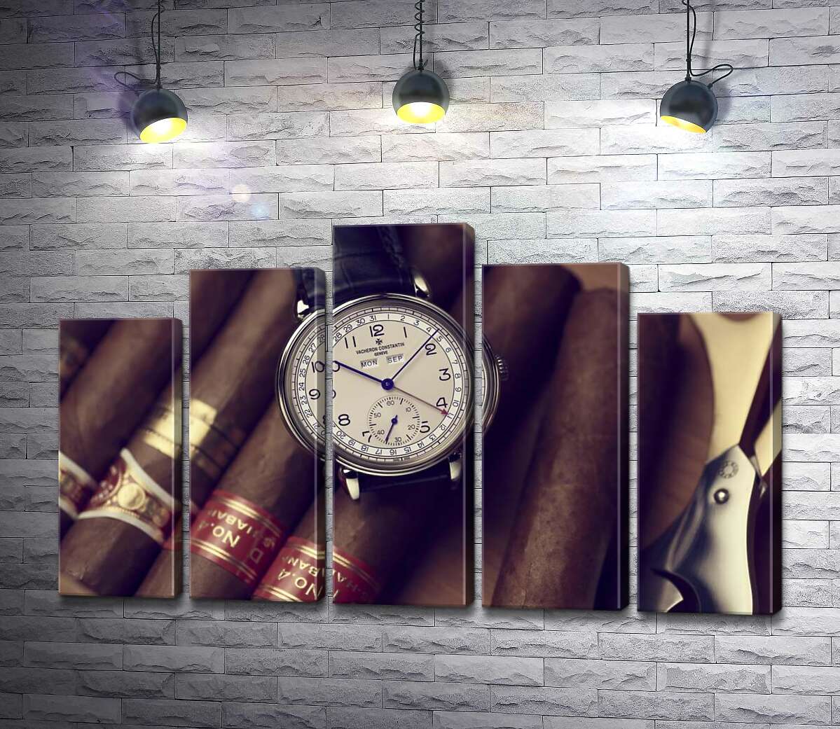 модульна картина Елітний годинник Vacheron-Constantin лежить на сигарах (Модуль №29)