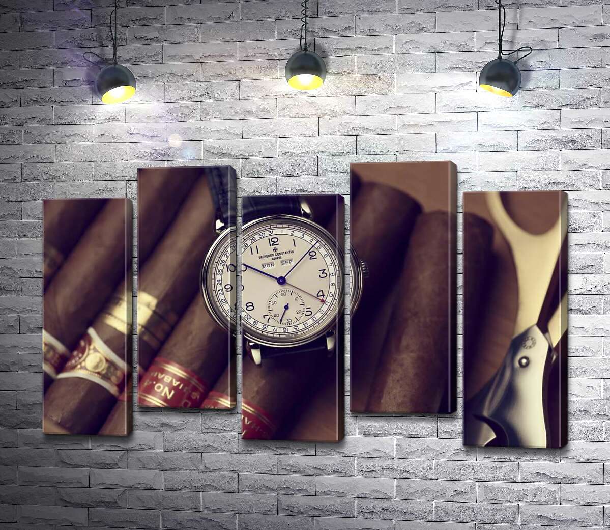 модульная картина Элитные часы Vacheron-Constantin лежат на сигарах (Модуль №30)