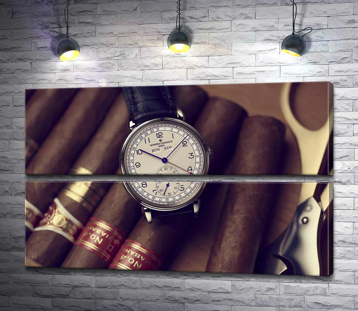 модульна картина Елітний годинник Vacheron-Constantin лежить на сигарах (Модуль №7)