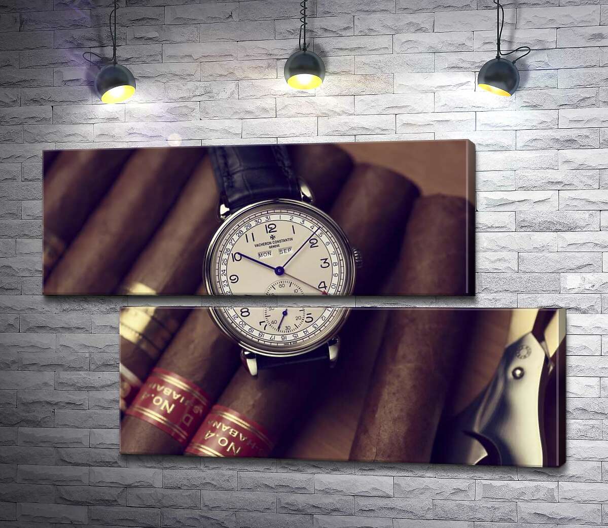 модульна картина Елітний годинник Vacheron-Constantin лежить на сигарах (Модуль №8)