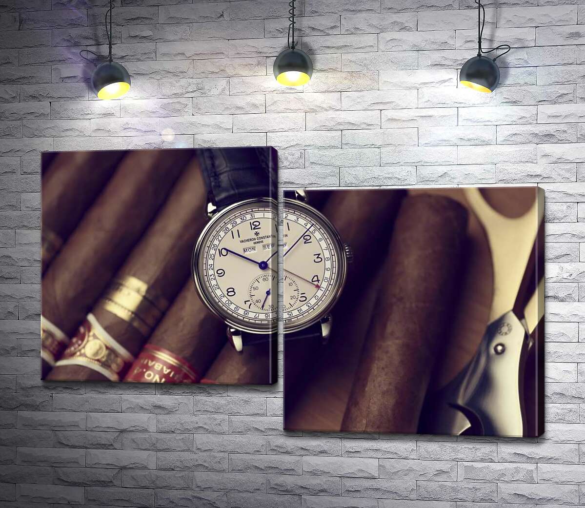 модульная картина Элитные часы Vacheron-Constantin лежат на сигарах (Модуль №9)