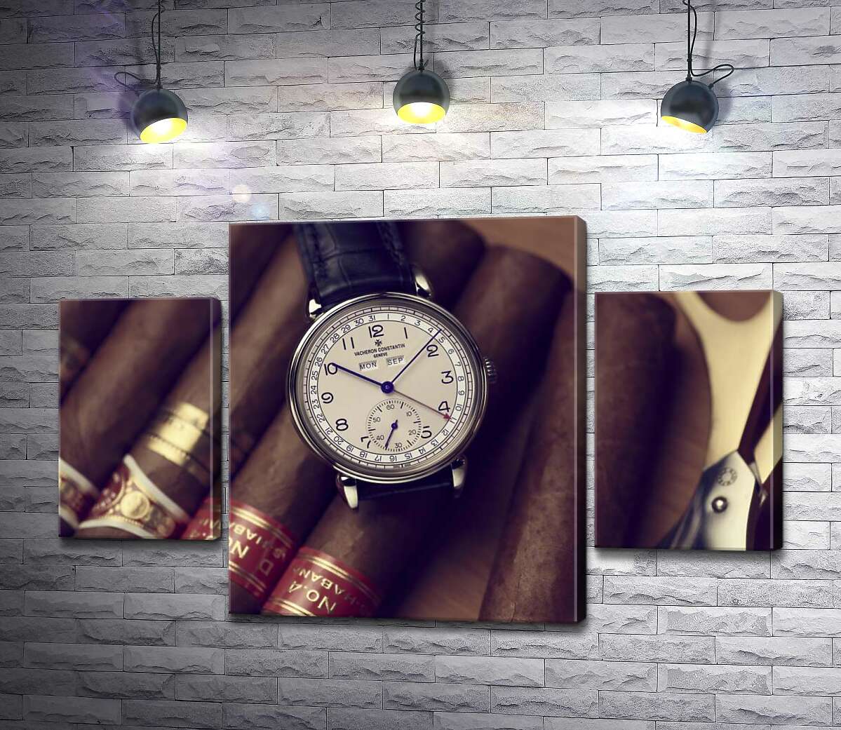 модульная картина Элитные часы Vacheron-Constantin лежат на сигарах (Модуль №5)