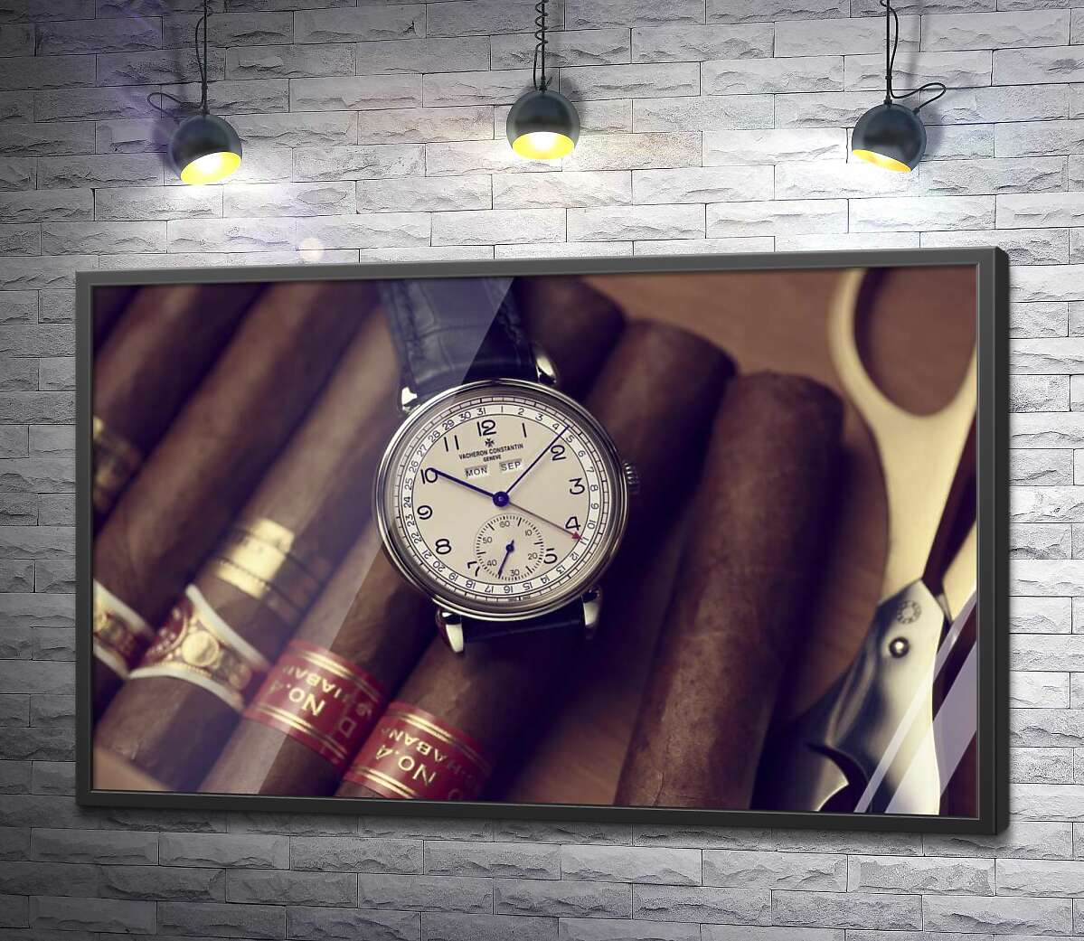 постер Елітний годинник Vacheron-Constantin лежить на сигарах